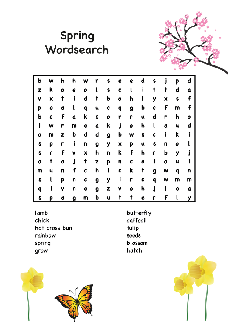 Spring themed wordsearch free printable